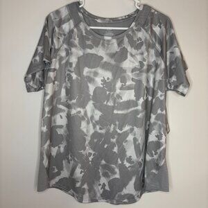 TEK GEAR NEW Dry Tek Workout Short Sleeve Top Mens XL Gray White Abstract Gym